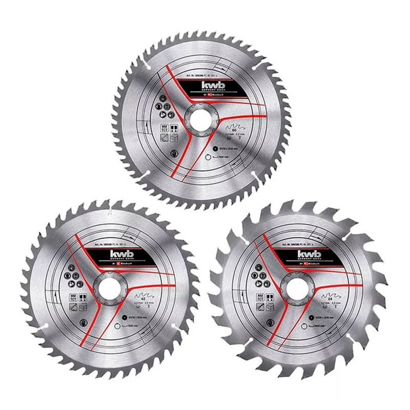 KWB - Pack3 Disco Banco Sierra 250x30mm 24-42-60 Dientes Kwb