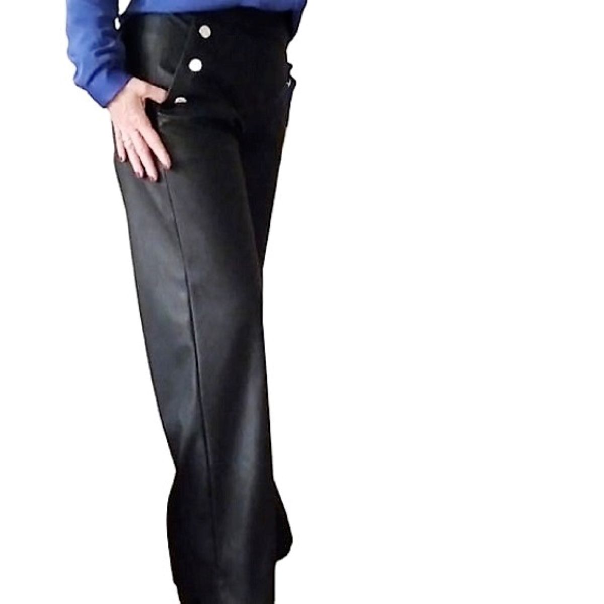 GENERICO - Pantalón Palazzo Ecocuero Negro