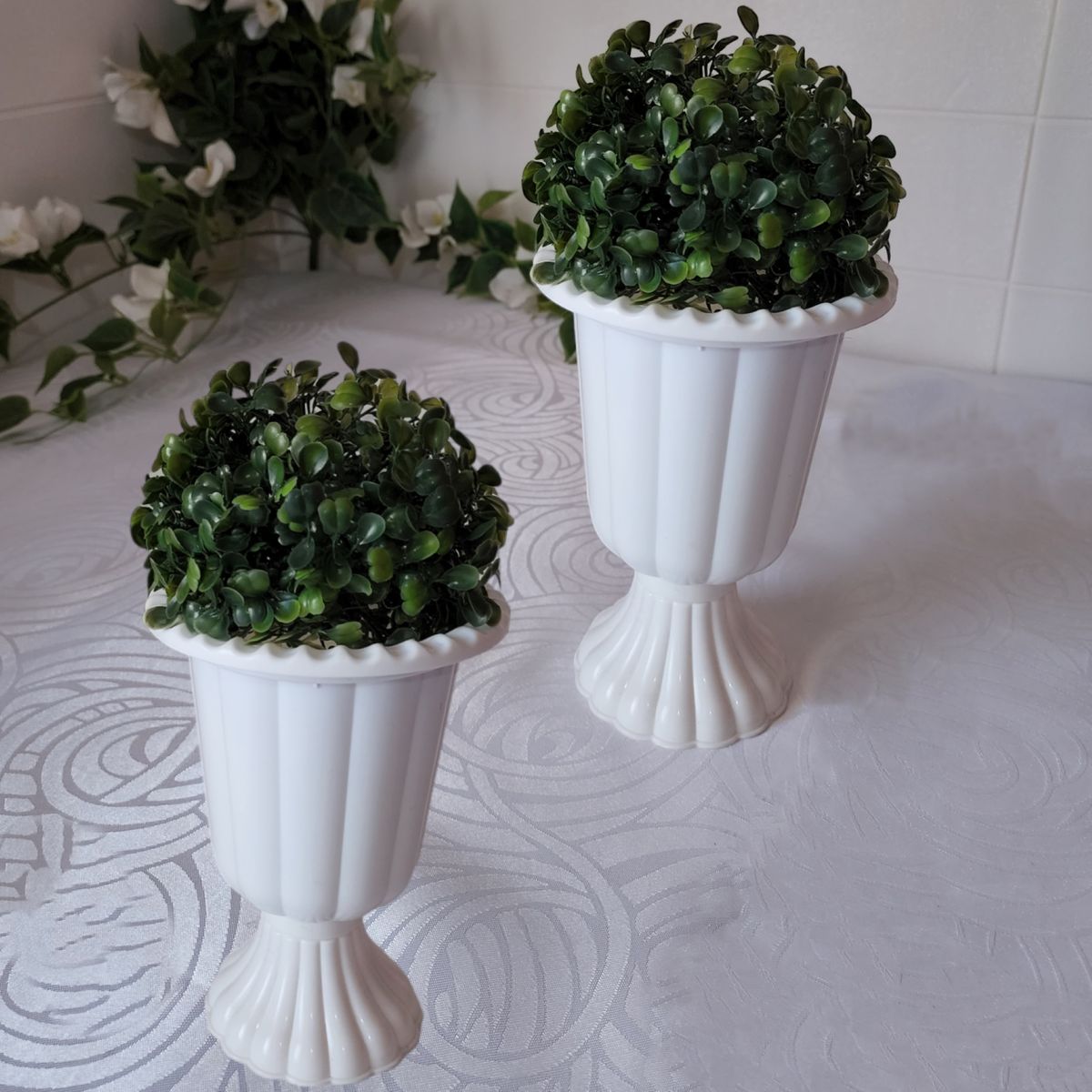 GENERICO - Pack 2 Mini Floreros Con Base y Bola de Césped