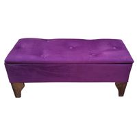 Banqueta Baúl Morado Felpa 105x40x45x45 Muebles Rimar