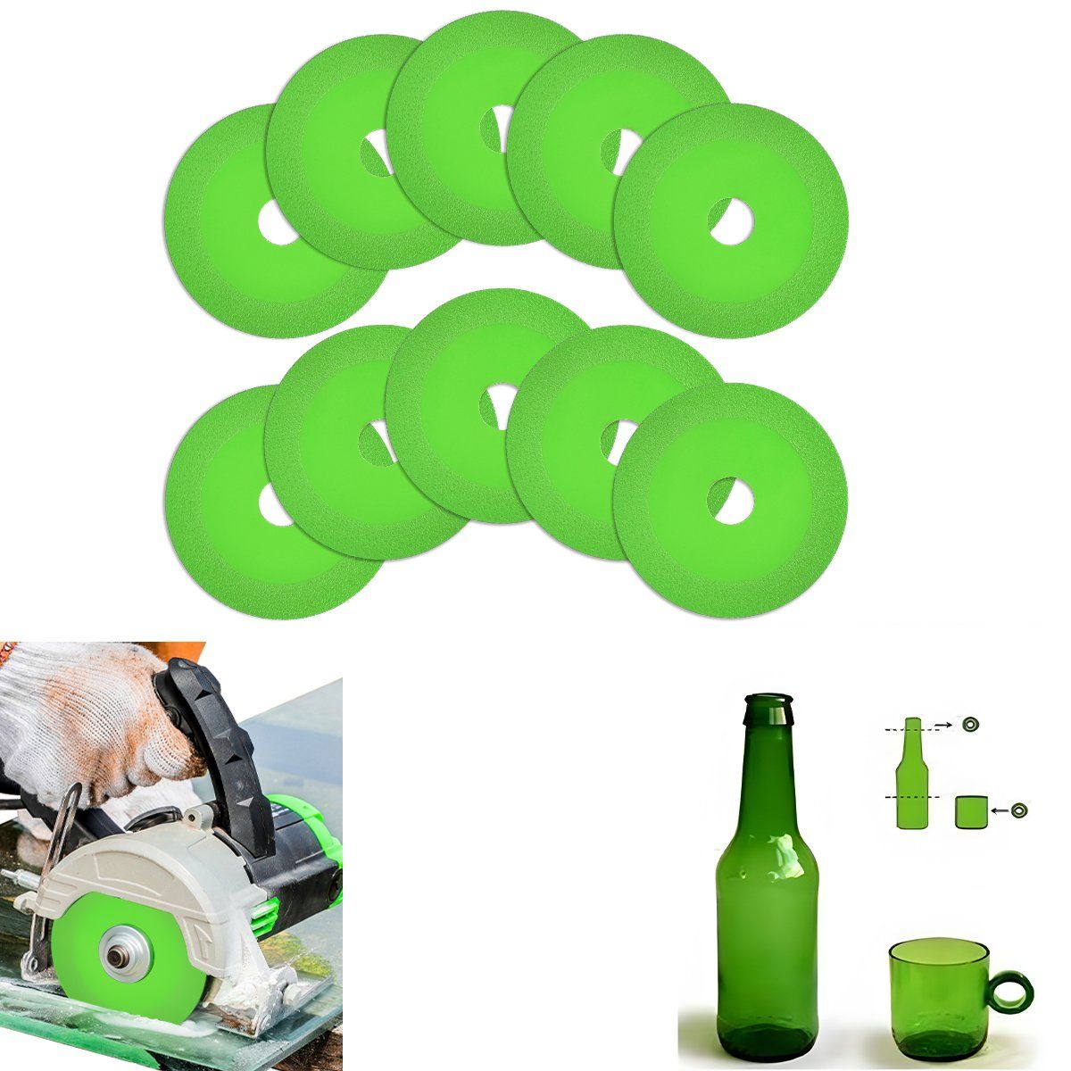 YAYKO - Disco De Corte De Vidrio De 10 Piezas For Amoladora Angular