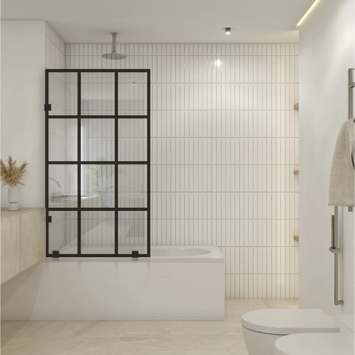 DELL ORTO - Shower door vidrio templado con impresión digital 80x150 herraje negro