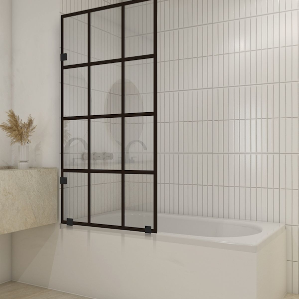 DELL ORTO - Shower door vidrio templado con impresión digital 80x150 herraje negro