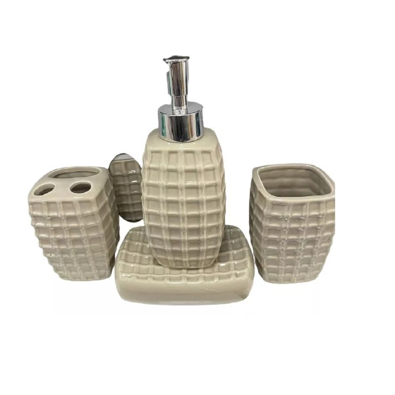GENERICO - Set De Accesorios De Baño De Cerámica De 4 Piezas Beige