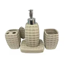GENERICO - Set De Accesorios De Baño De Cerámica De 4 Piezas Beige