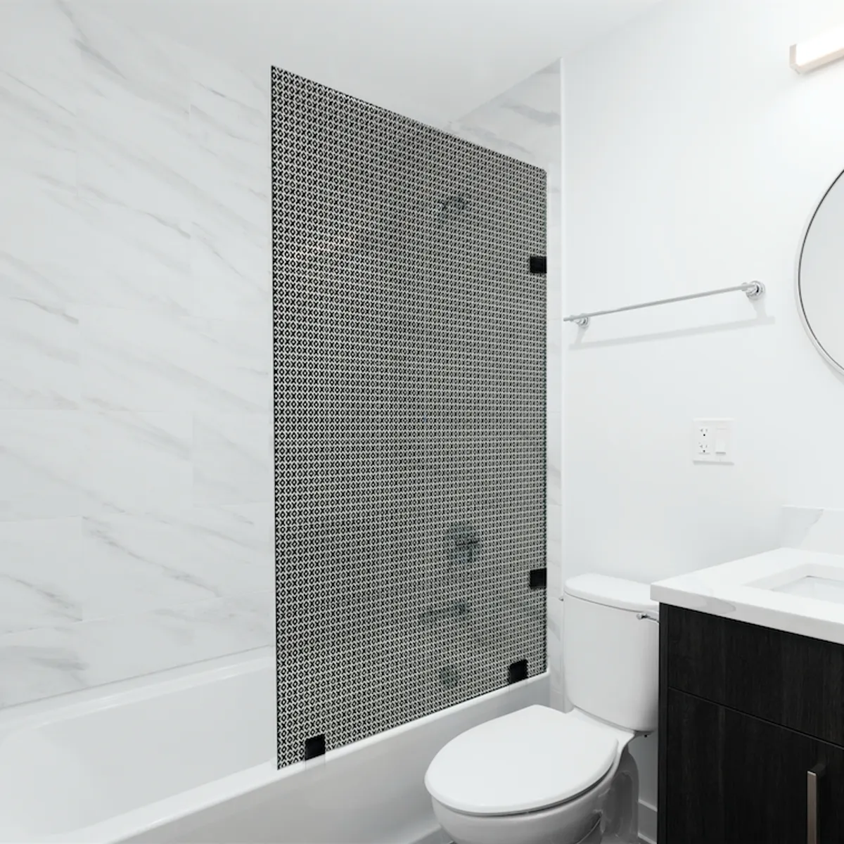 DELL ORTO - Shower Door vidrio templado con diseño 100x150 cm Herraje Negro