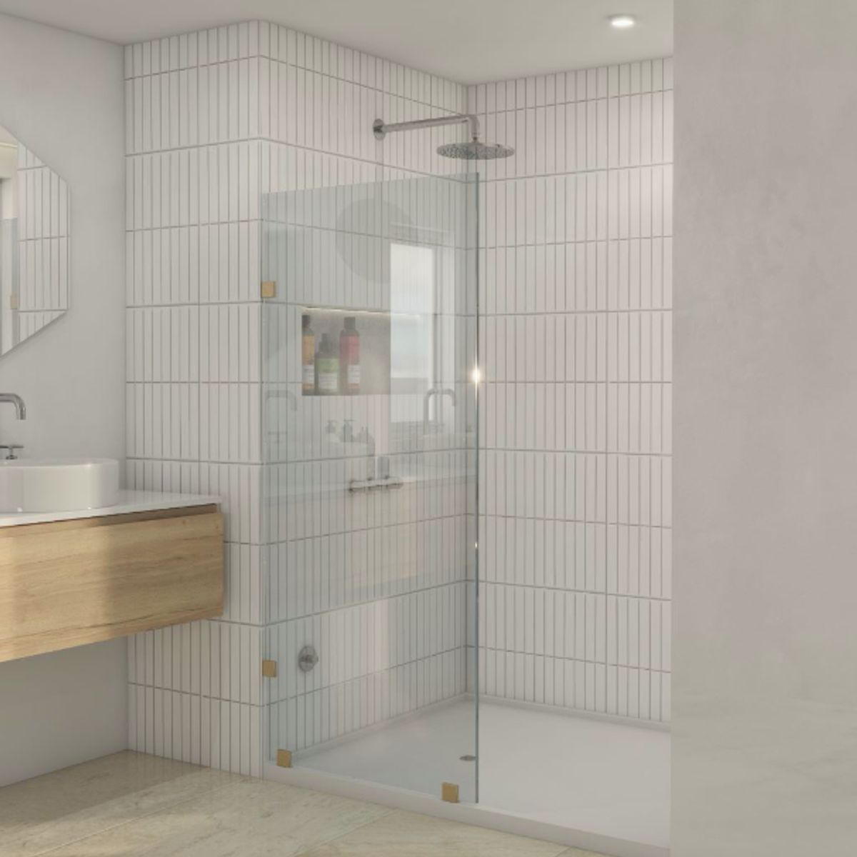 DELL ORTO - Shower door vidrio templado 80x190 herraje dorado