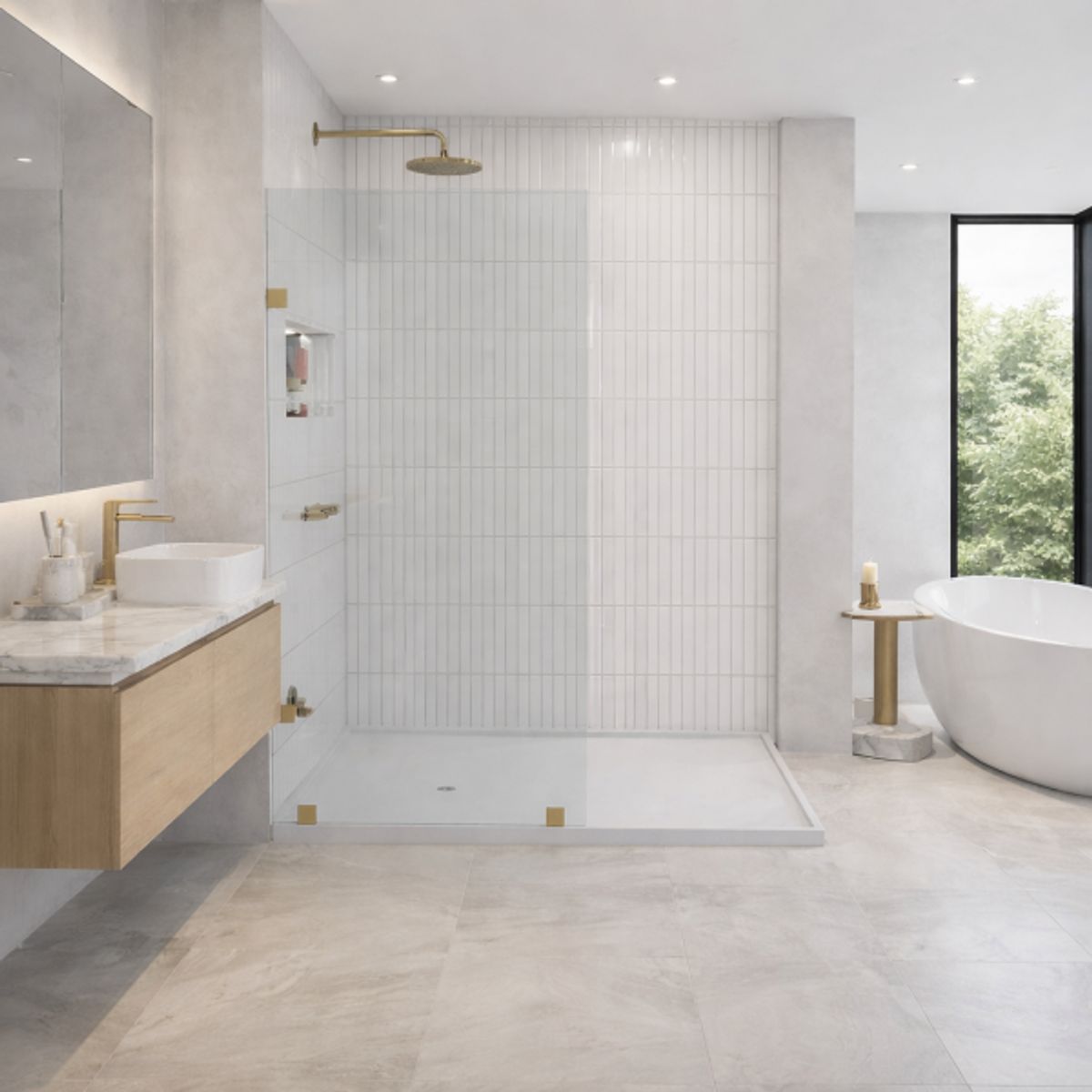 DELL ORTO - Shower door vidrio templado 90x190 herraje dorado