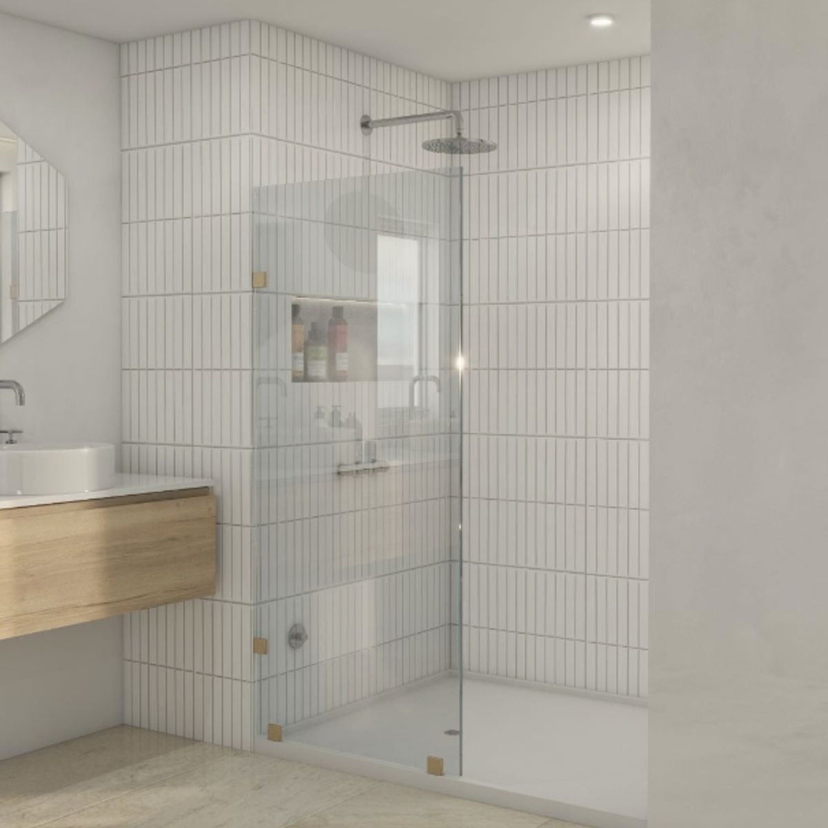 DELL ORTO - Shower door vidrio templado 100x190 herraje dorado