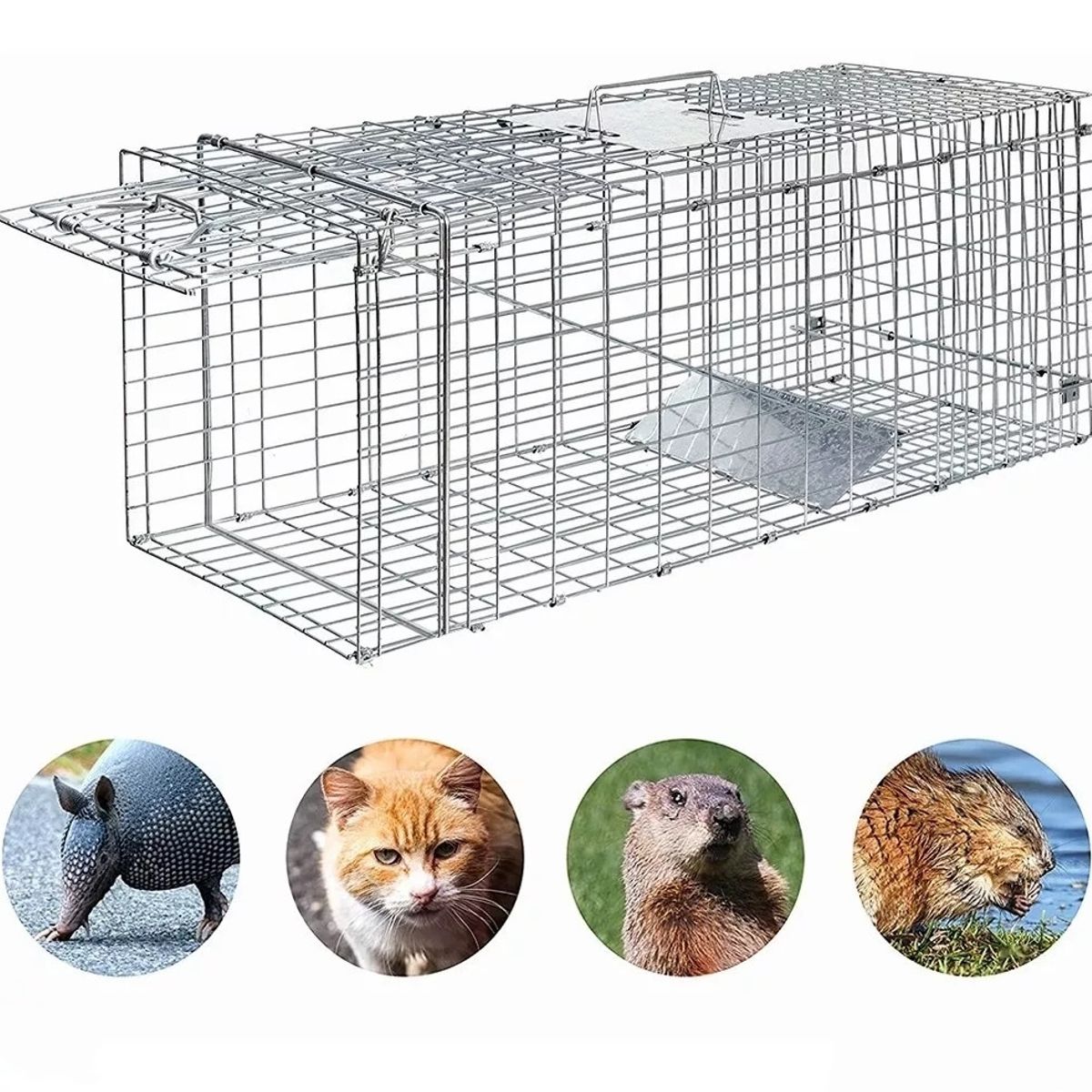 KUANGYE - Trampa Jaula Para Captura Gatos Conejos Animale 94x34x37cm