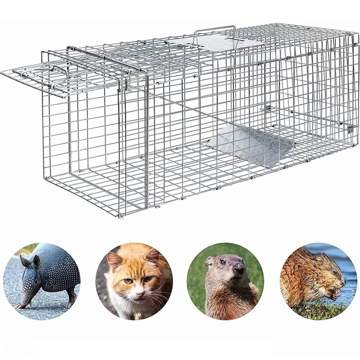 KUANGYE - Trampa Jaula Para Captura Gatos Conejos Animale 94x34x37cm