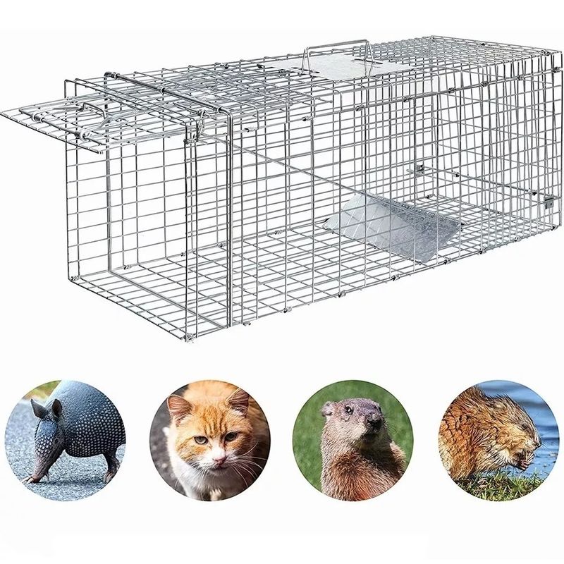 KUANGYE - Trampa Jaula Para Captura Gatos Conejos Animale 94x34x37cm