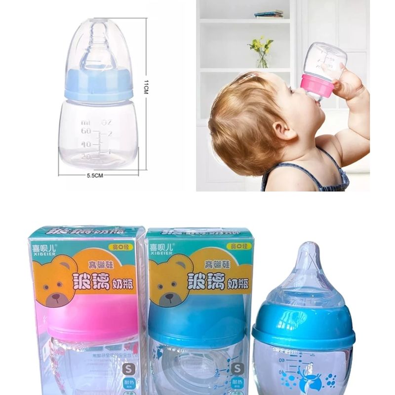 CORONA - Mamadera vidrio 100ML boca ancha azul