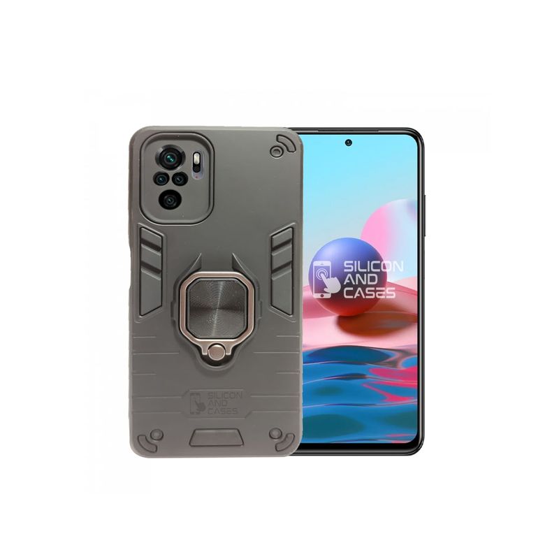 GENERICO - CARCASA PARA XIAOMI REDMI NOTE 10-10s NEGRA ANTIGOLPE ANILLO