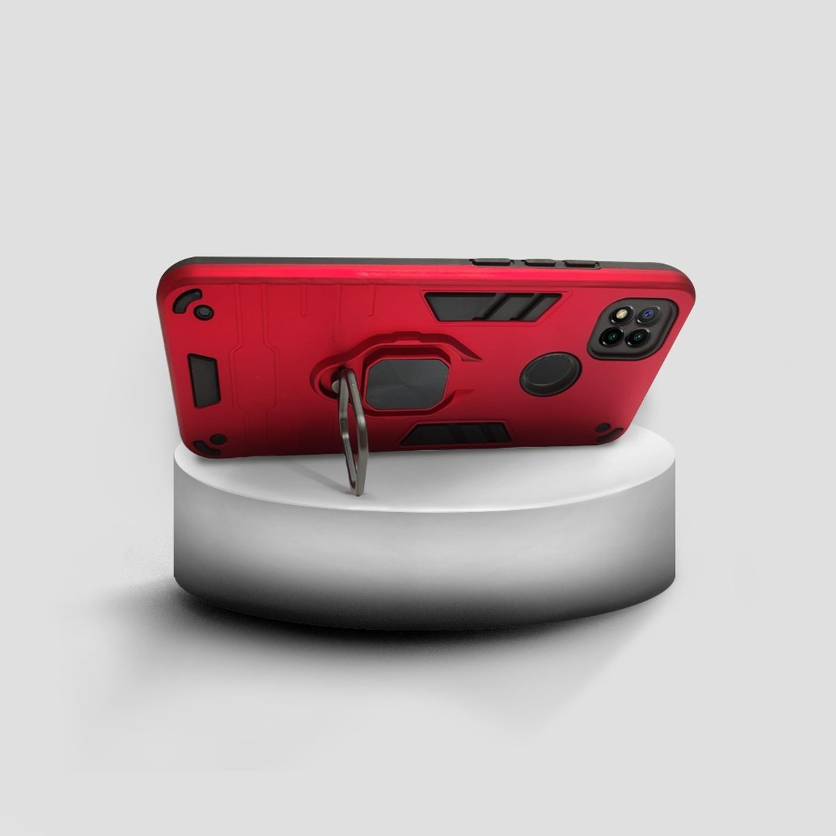 GENERICO - CARCASA PARA XIAOMI REDMI 10A ROJA ANTIGOLPE ANILLO