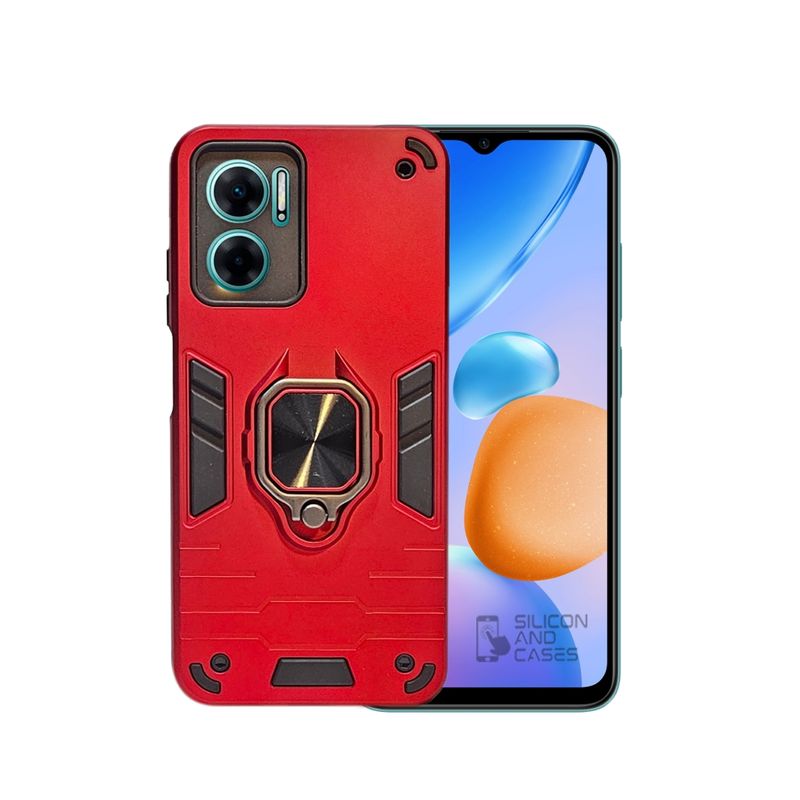GENERICO - CARCASA PARA XIAOMI REDMI 10 5G ROJA ANTIGOLPE ANILLO