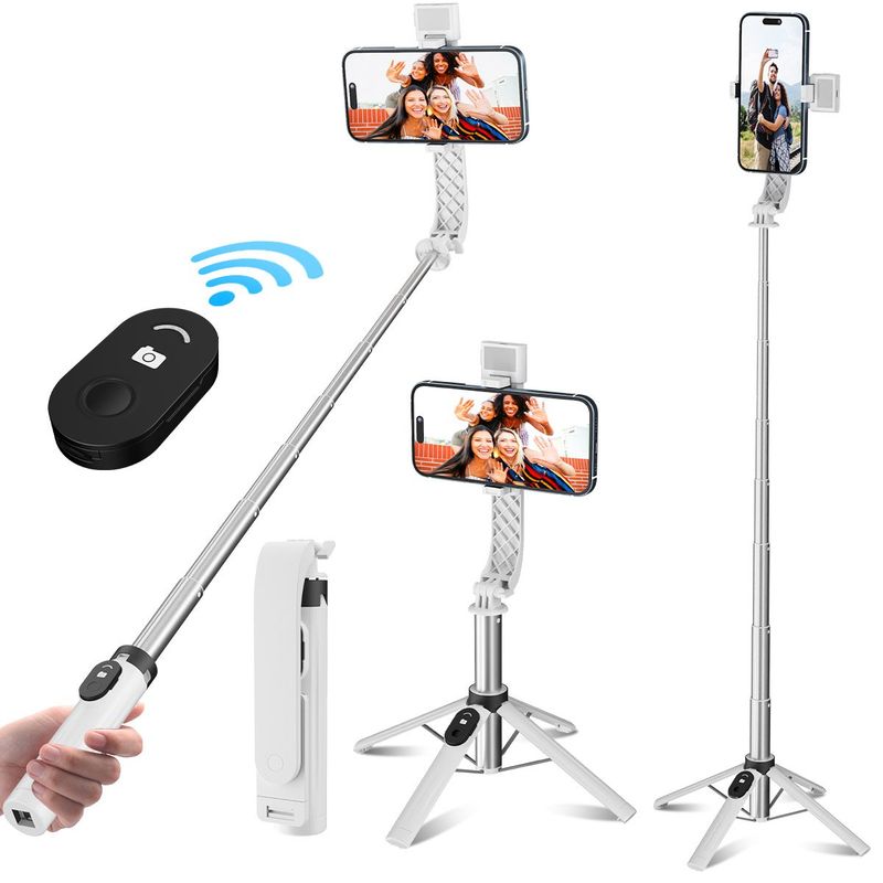 YAYKO - Palo Selfie Bluetooth Inalámbrico Portátil Blanco Quadpod