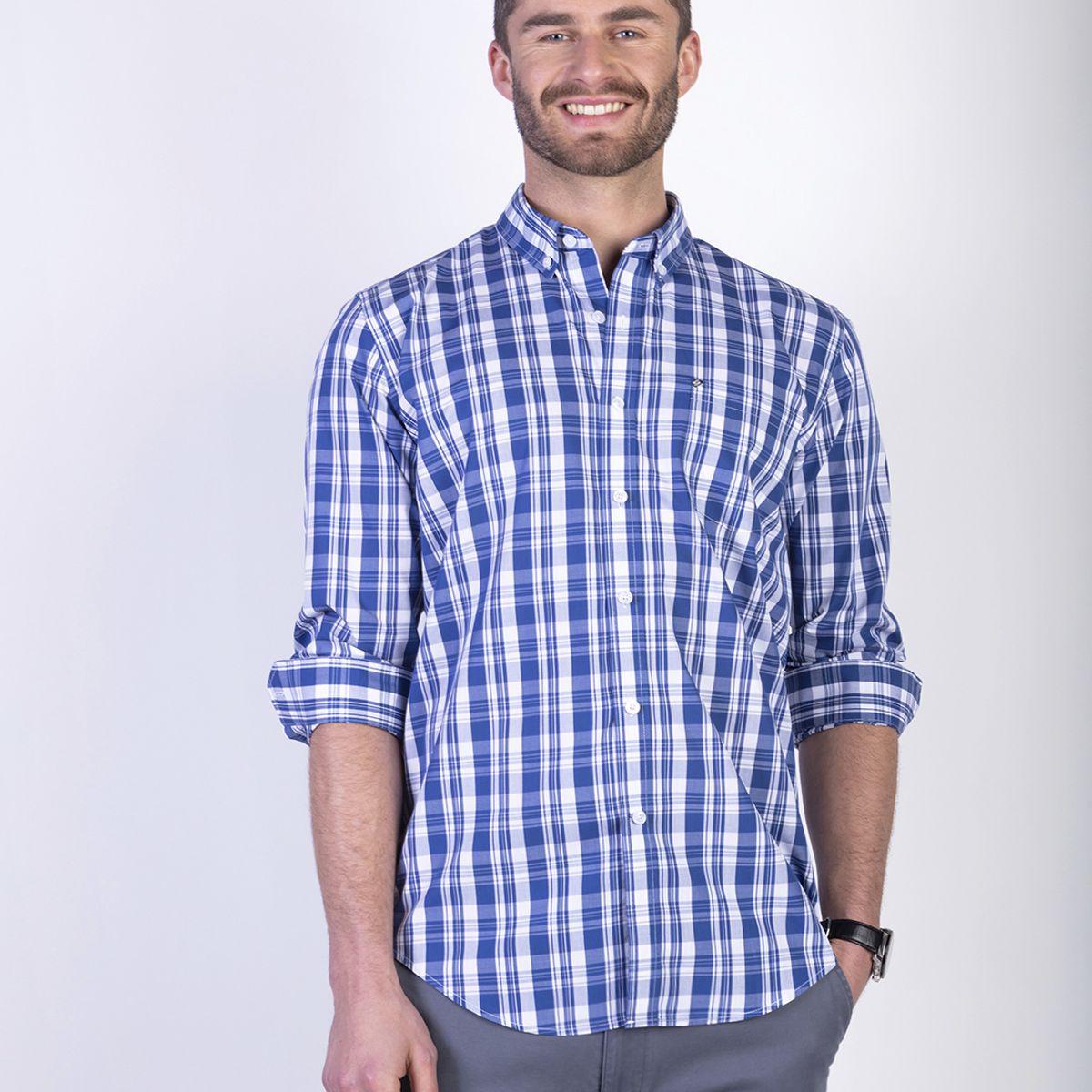 NEW MAN - Camisa Aberdeen Azul New Man