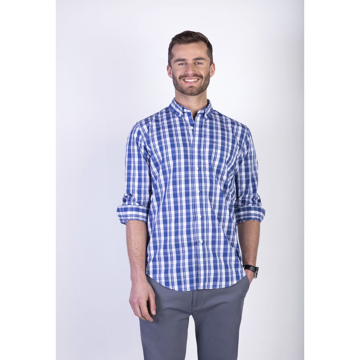 NEW MAN - Camisa Aberdeen Azul New Man