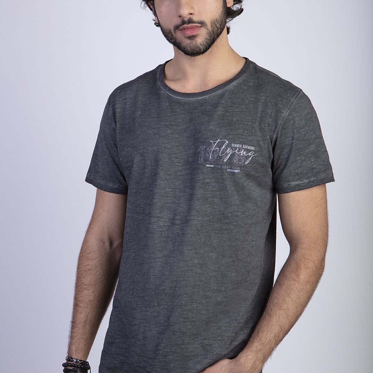 FEROUCH - Polera Dirty Wash New York Negro Ferouch
