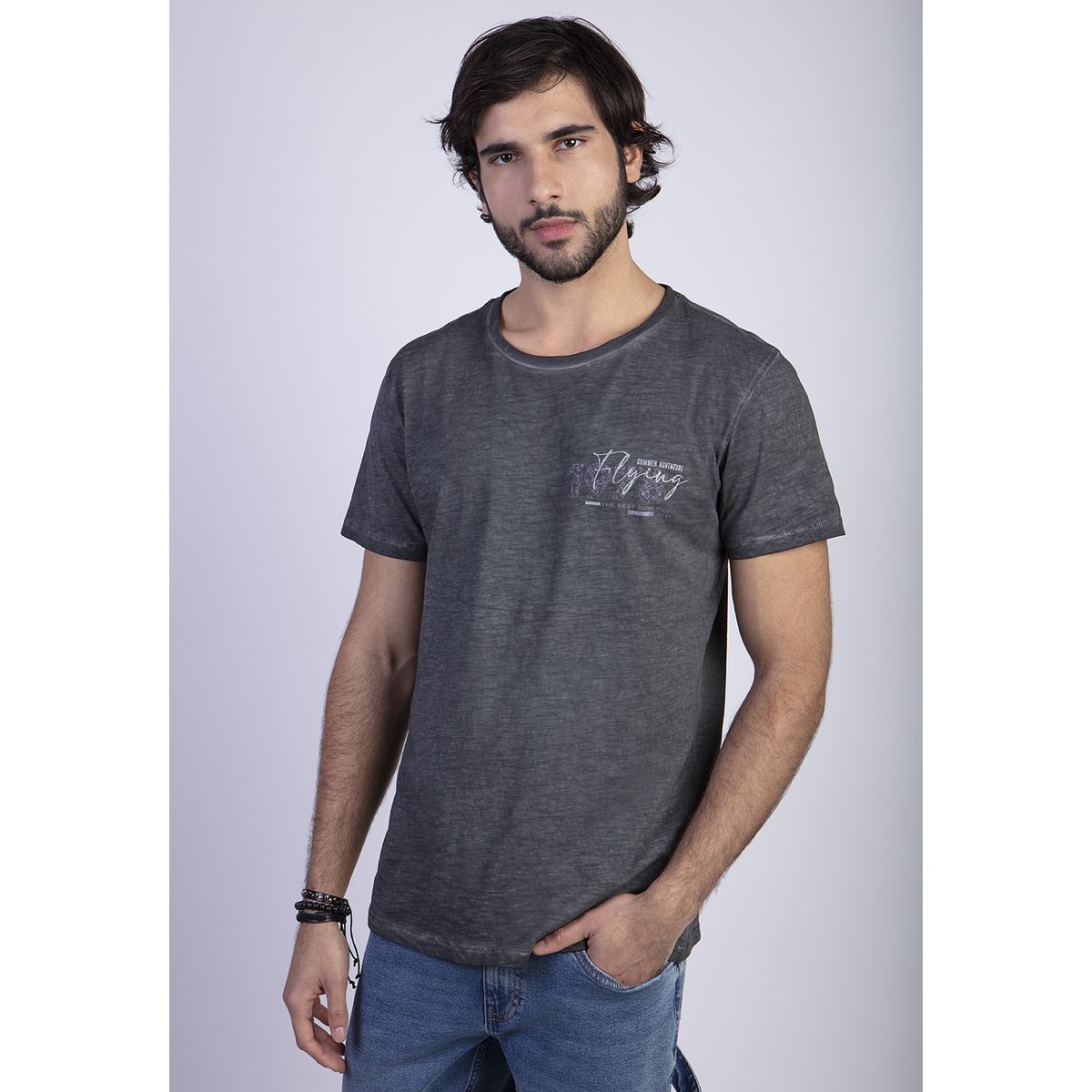 FEROUCH - Polera Dirty Wash New York Negro Ferouch