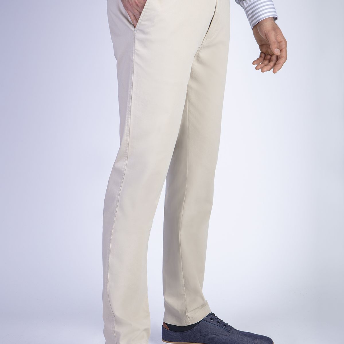 FEROUCH - Pantalón Twill Slim /33 Beige Ferouch