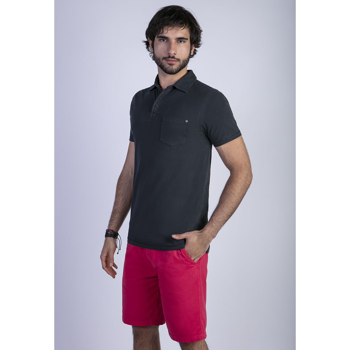 FEROUCH - Polera Polo Lavada Orlando Negro Ferouch