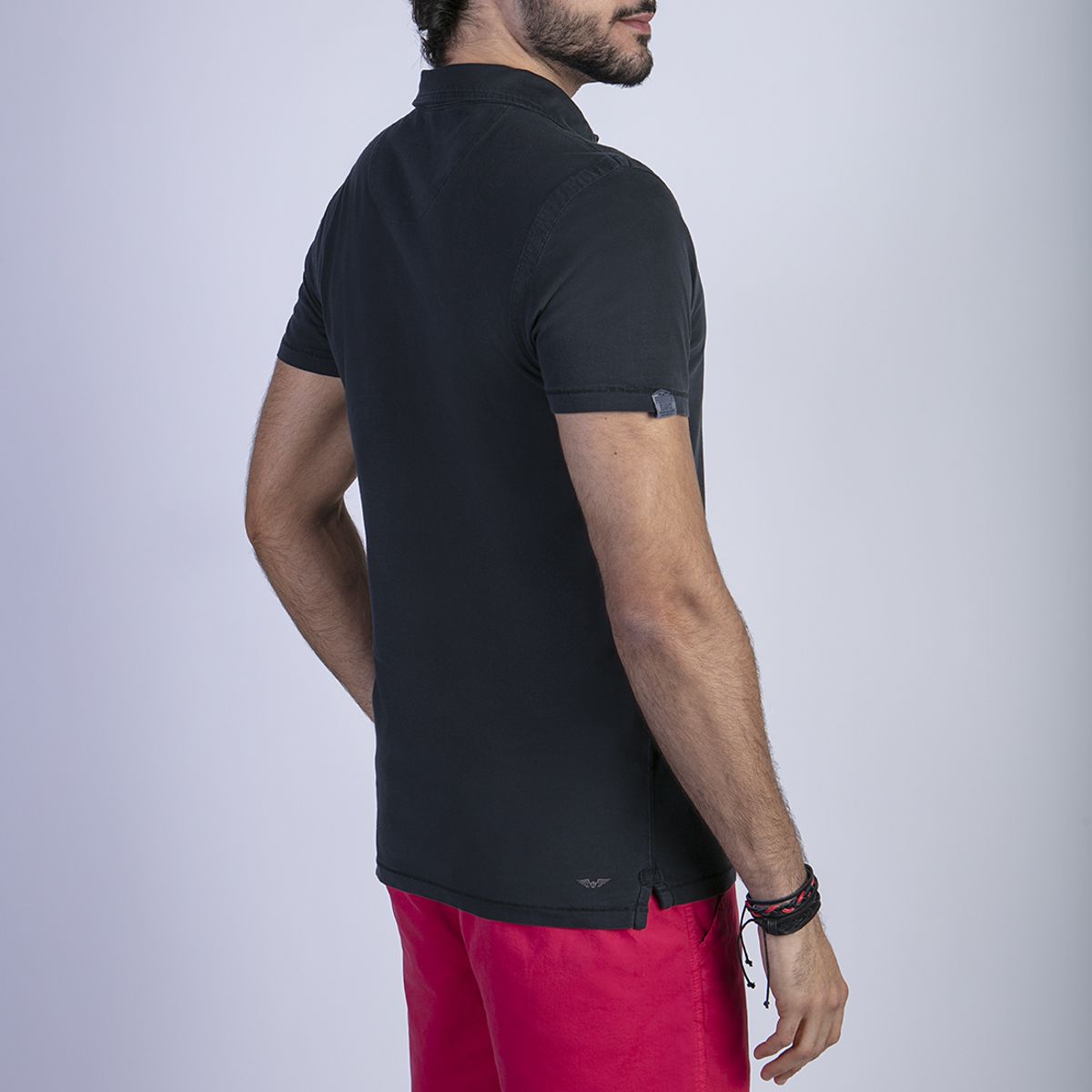 FEROUCH - Polera Polo Lavada Orlando Negro Ferouch