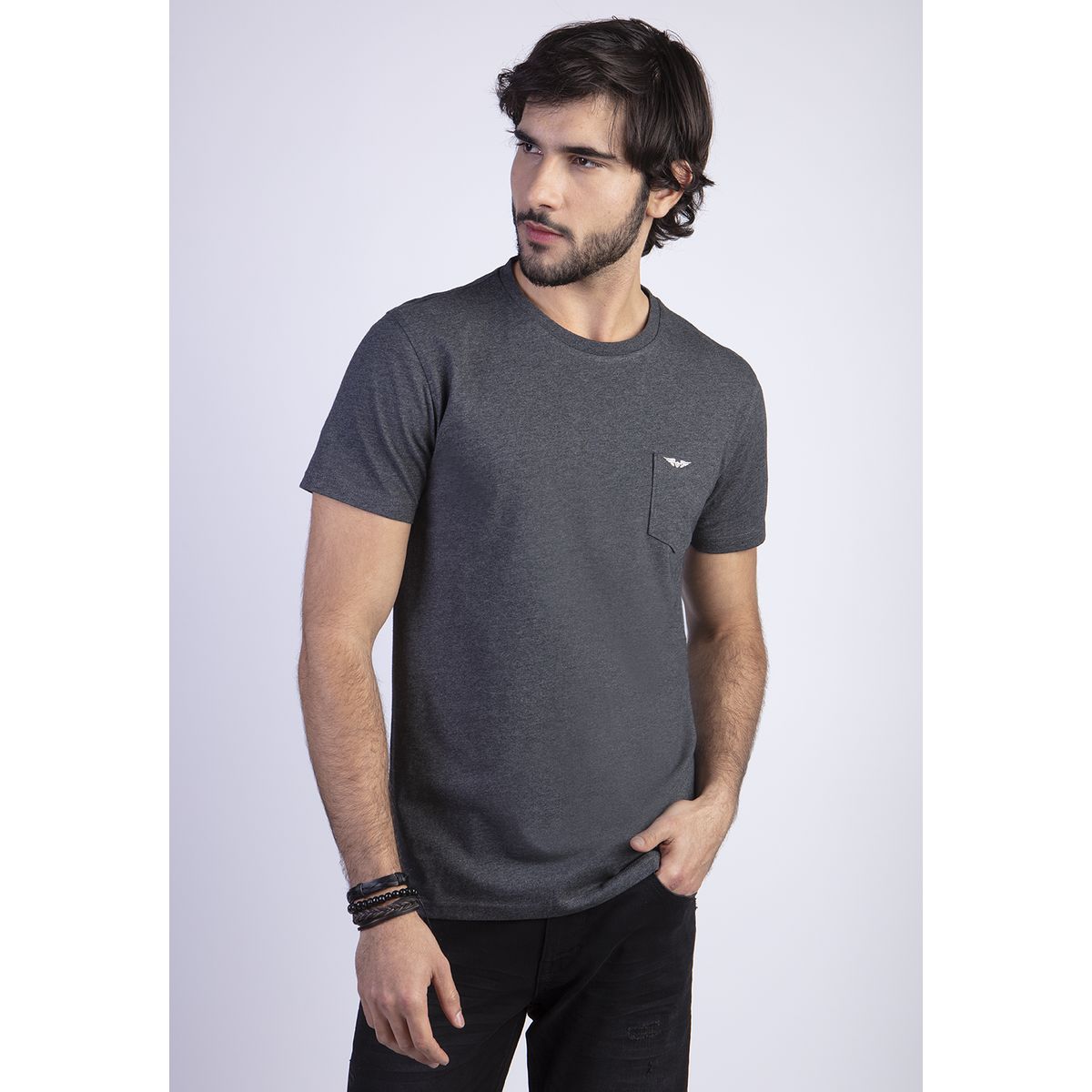 FEROUCH - Polera Basica Bolsillo Houston Gris Ferouch