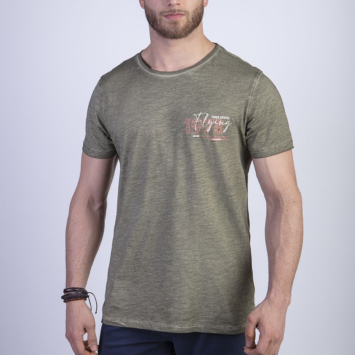 FEROUCH - Polera Dirty Wash New York Verde Ferouch