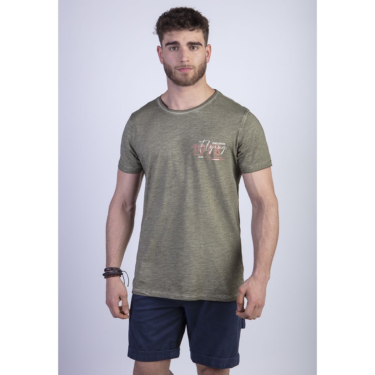 FEROUCH - Polera Dirty Wash New York Verde Ferouch