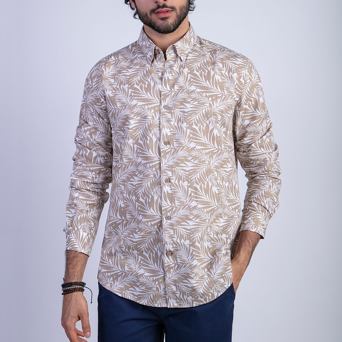 FEROUCH - Camisa Estampada Vermont Fj Beige Ferouch