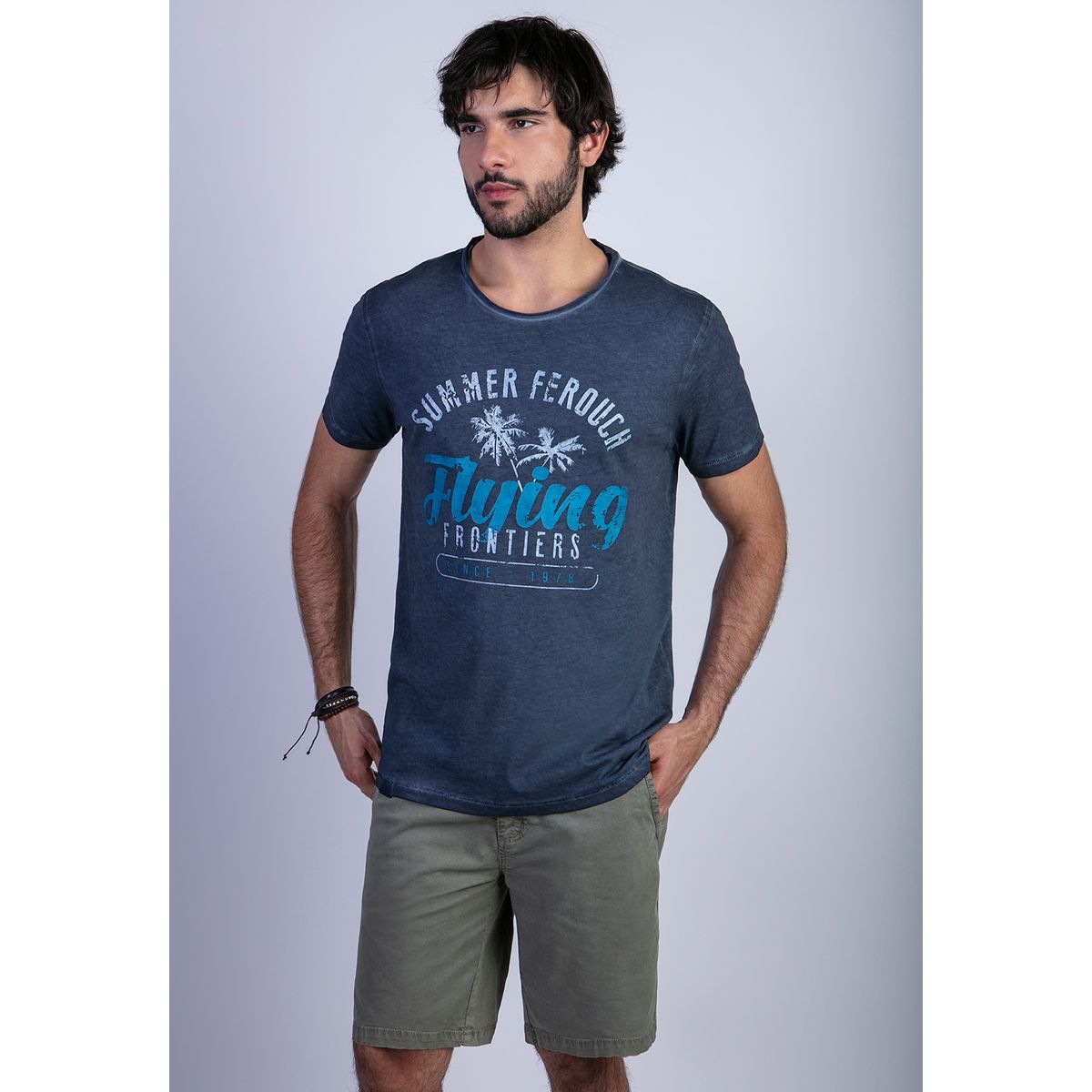 FEROUCH - Polera Dirty Wash Seatle Azul Ferouch