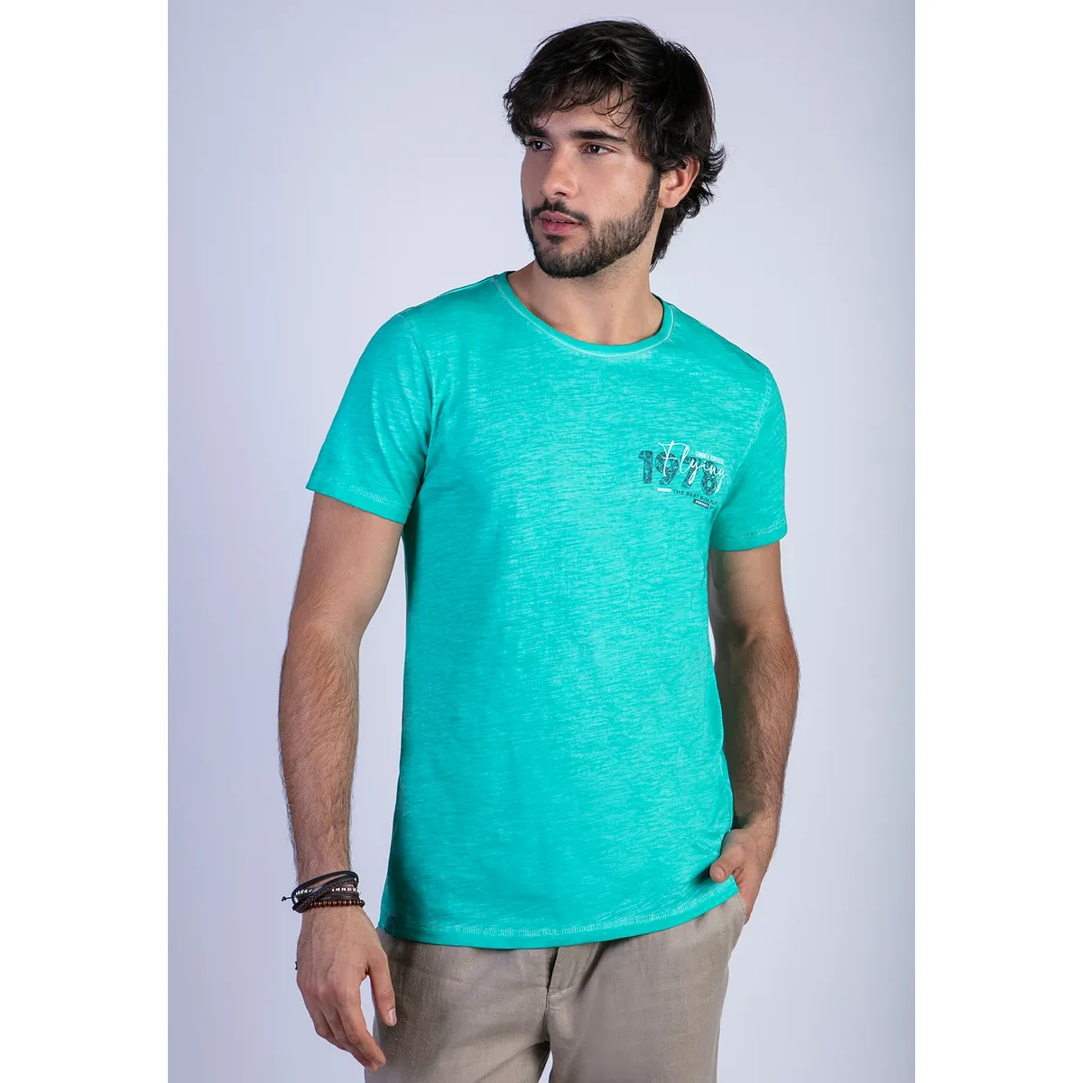 FEROUCH - Polera Dirty Wash New York Verde Ferouch