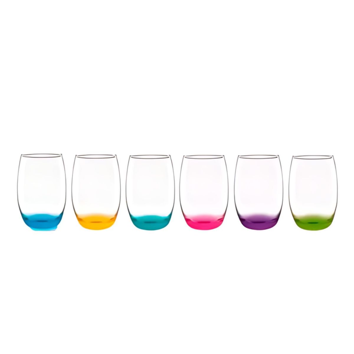 CRISTAR - Pack 6 Vasos Altos Fondo Color + 6 Vasos Altos Mikonos 460cc
