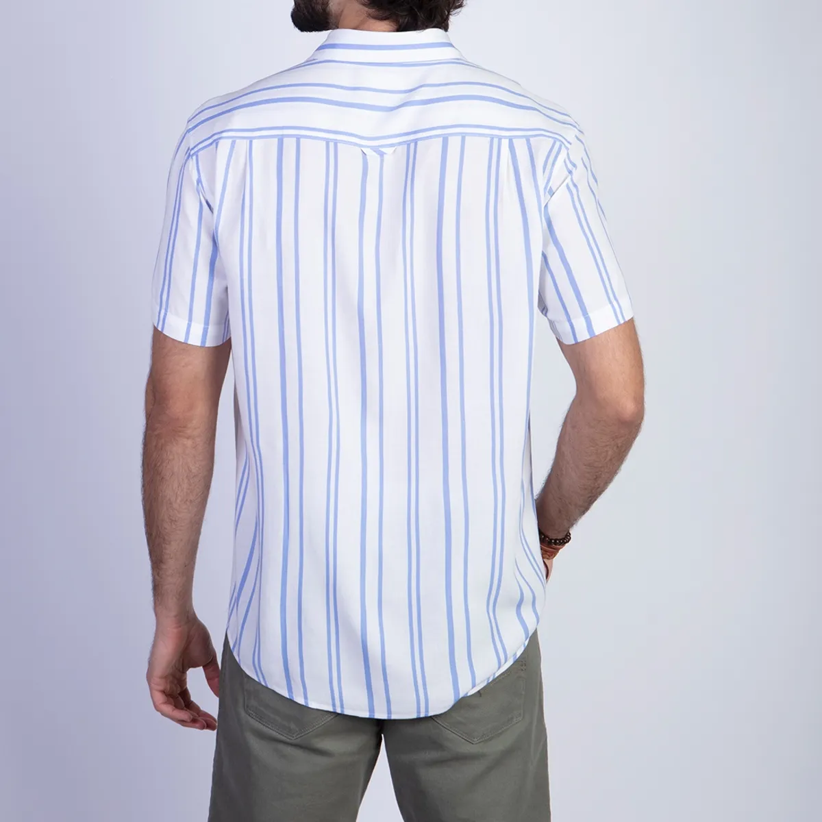 FEROUCH - Camisa Estampada Rayas Fj Celeste Ferouch