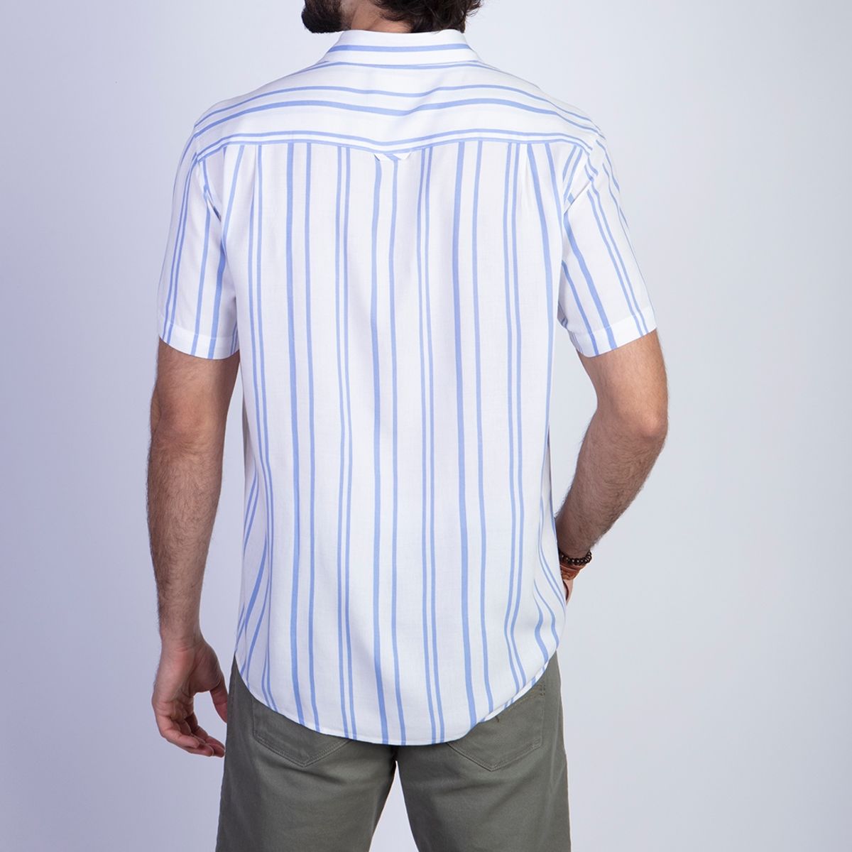 FEROUCH - Camisa Estampada Rayas Fj Celeste Ferouch