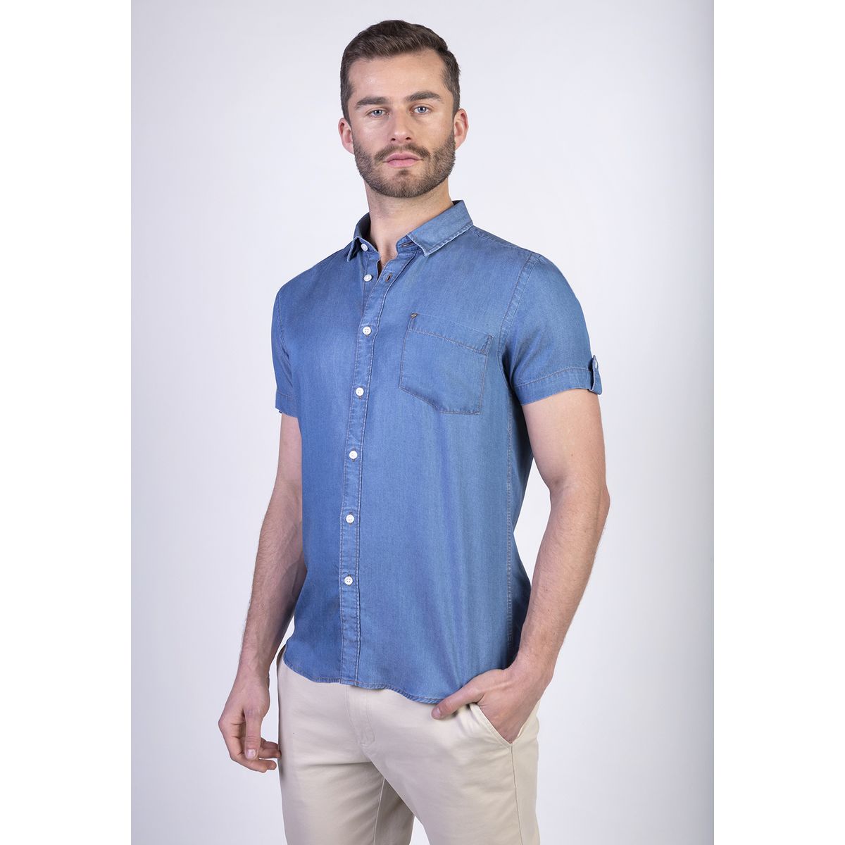 NEW MAN - Camisa Galloway Azul New Man