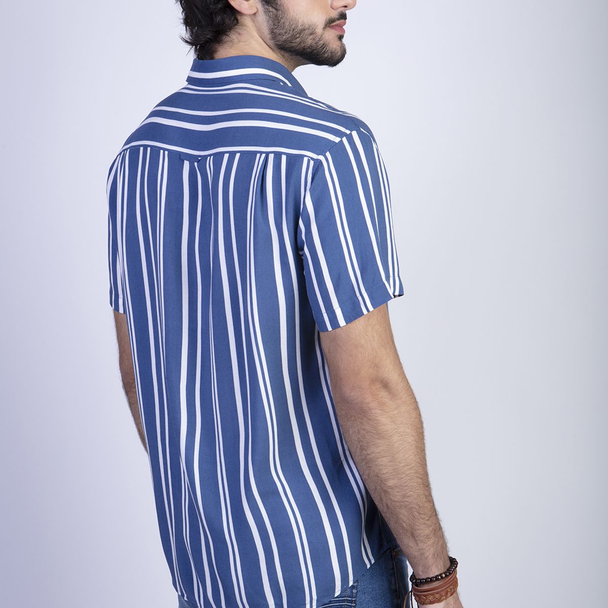 FEROUCH - Camisa Estampada Rayas Fj Azul Ferouch