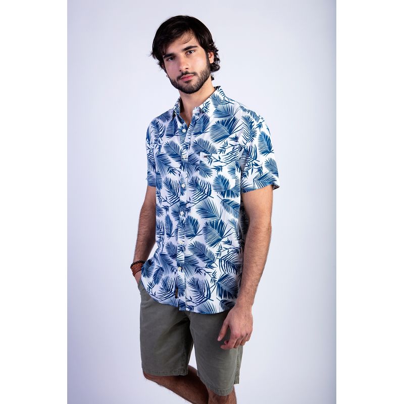 FEROUCH - Camisa Estampada Palmera Fj Azul Ferouch