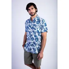 FEROUCH - Camisa Estampada Palmera Fj Azul