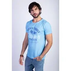 FEROUCH - Polera Dirty Wash Seatle Celeste