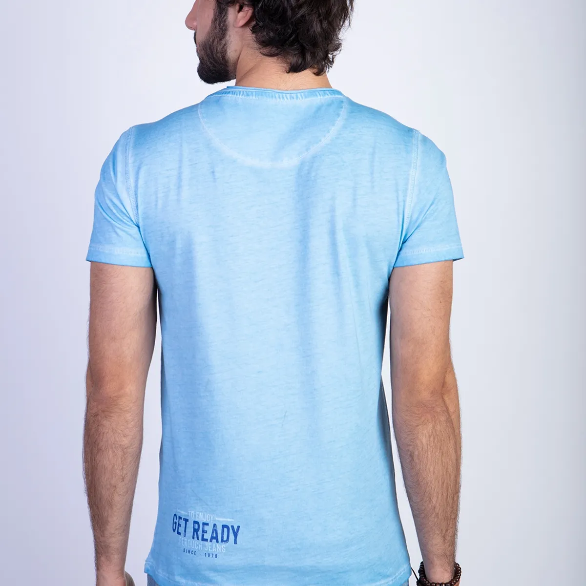 FEROUCH - Polera Dirty Wash Seatle Celeste Ferouch