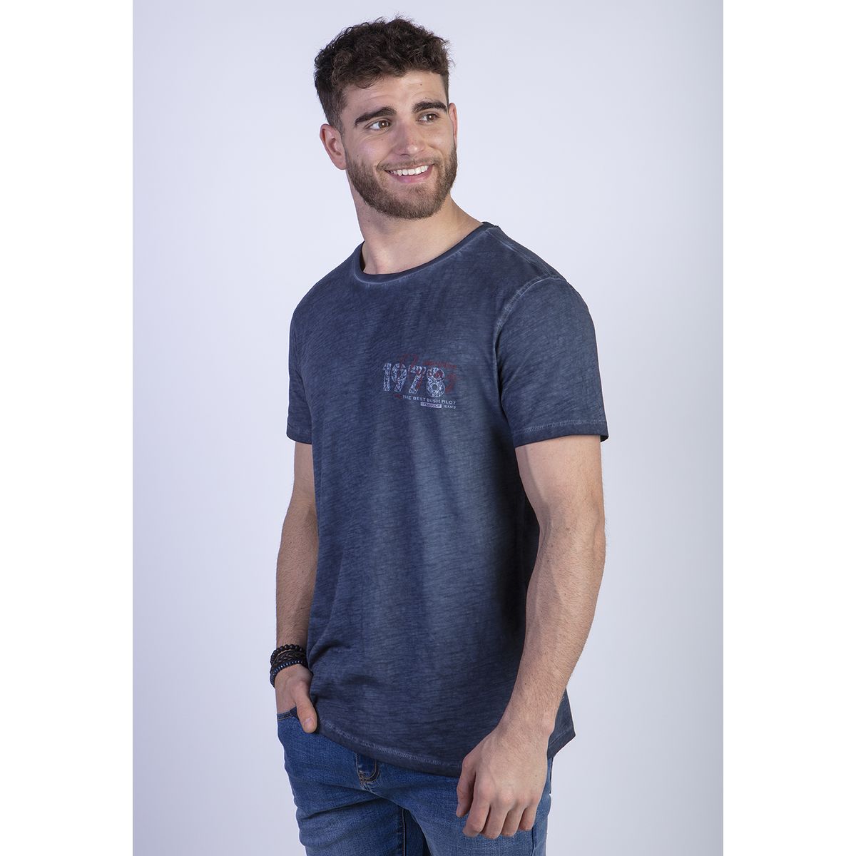 FEROUCH - Polera Dirty Wash New York Azul Ferouch