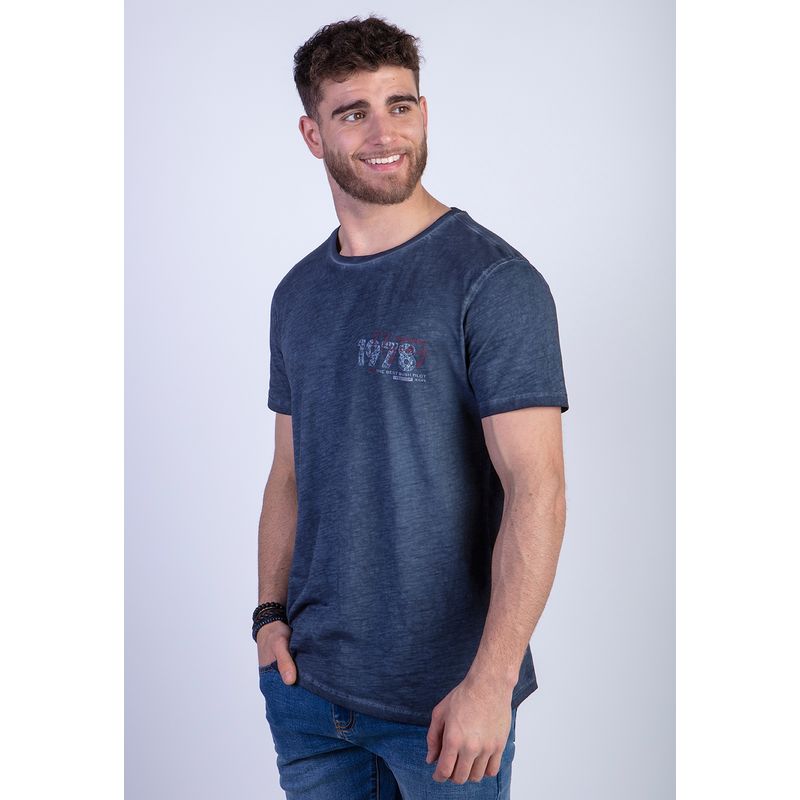 FEROUCH - Polera Dirty Wash New York Azul Ferouch