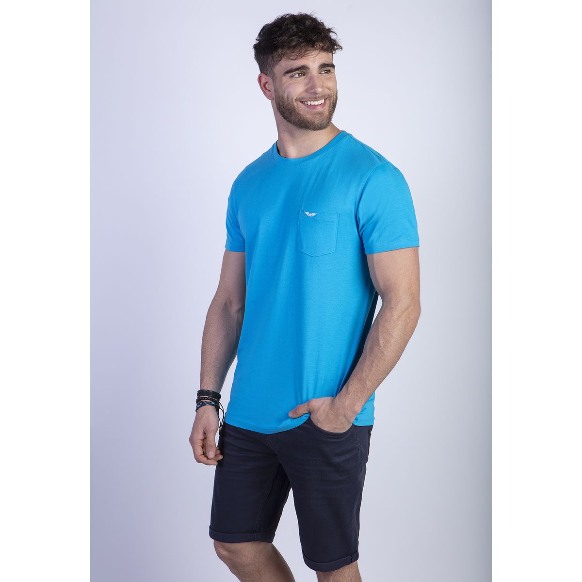 FEROUCH - Polera Basica Bolsillo Houston Azul Ferouch