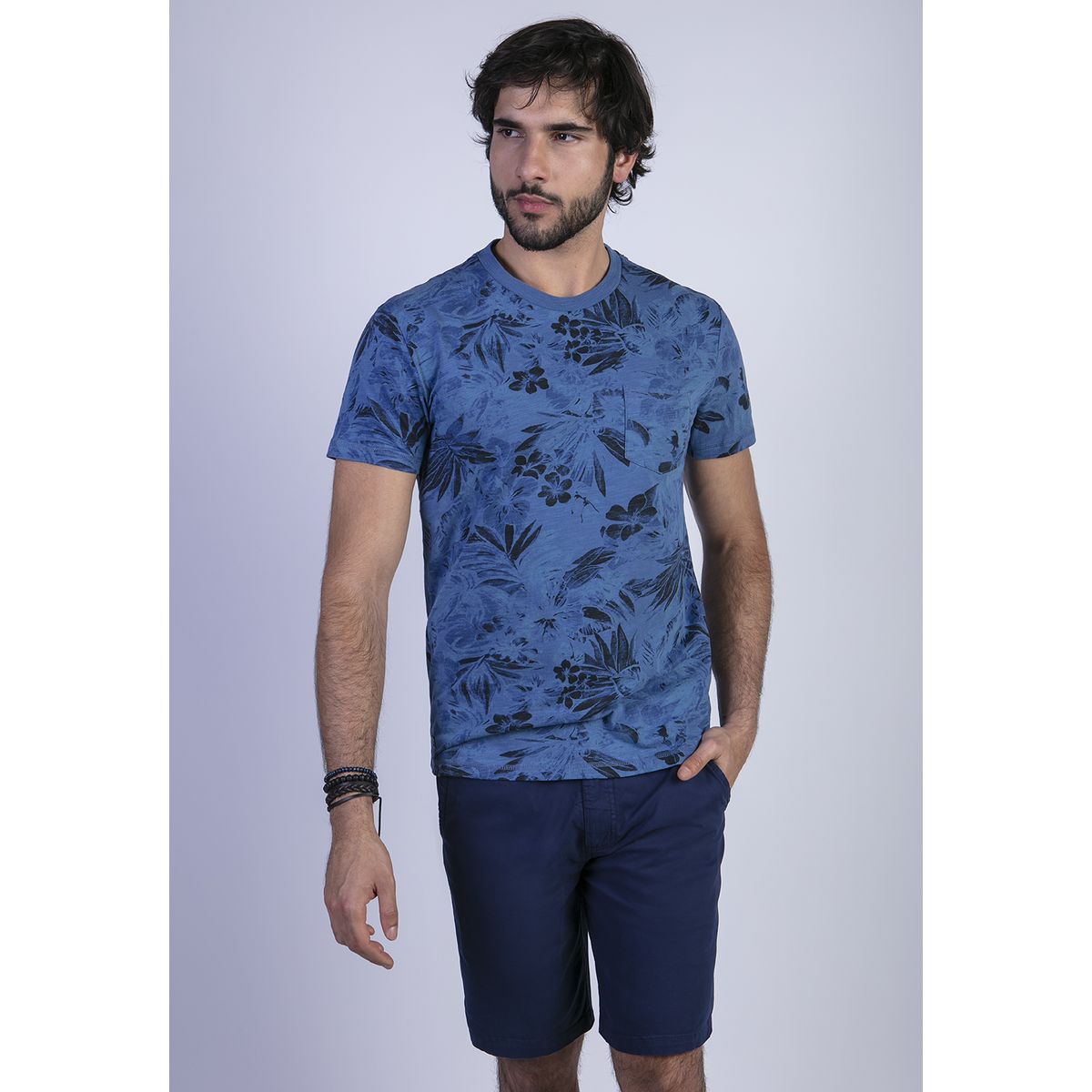 FEROUCH - Polera Florida Azul Ferouch