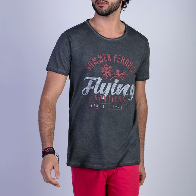 FEROUCH - Polera Dirty Wash Seatle Negro Ferouch