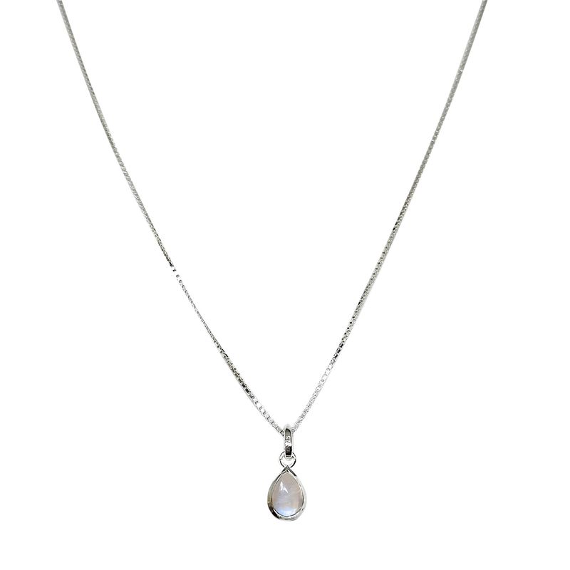 ANDREA COGGIOLA JOYAS - Collar Meena Gota Piedra Luna Plata Fina 925