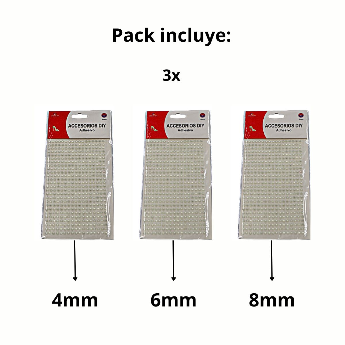 GENERICO - Pack 3 Stickers Strass Pegatina Adhesivas Perlas Faciales.